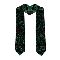 New Zealand Aotearoa Graduation Stole Maori Tane Te Waiora Paua Shell Glitter Green LT05 - Polynesian Pride