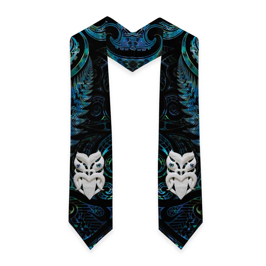 New Zealand Aotearoa Graduation Stole Maori Wheku Paua Shell Glitter Turquoise