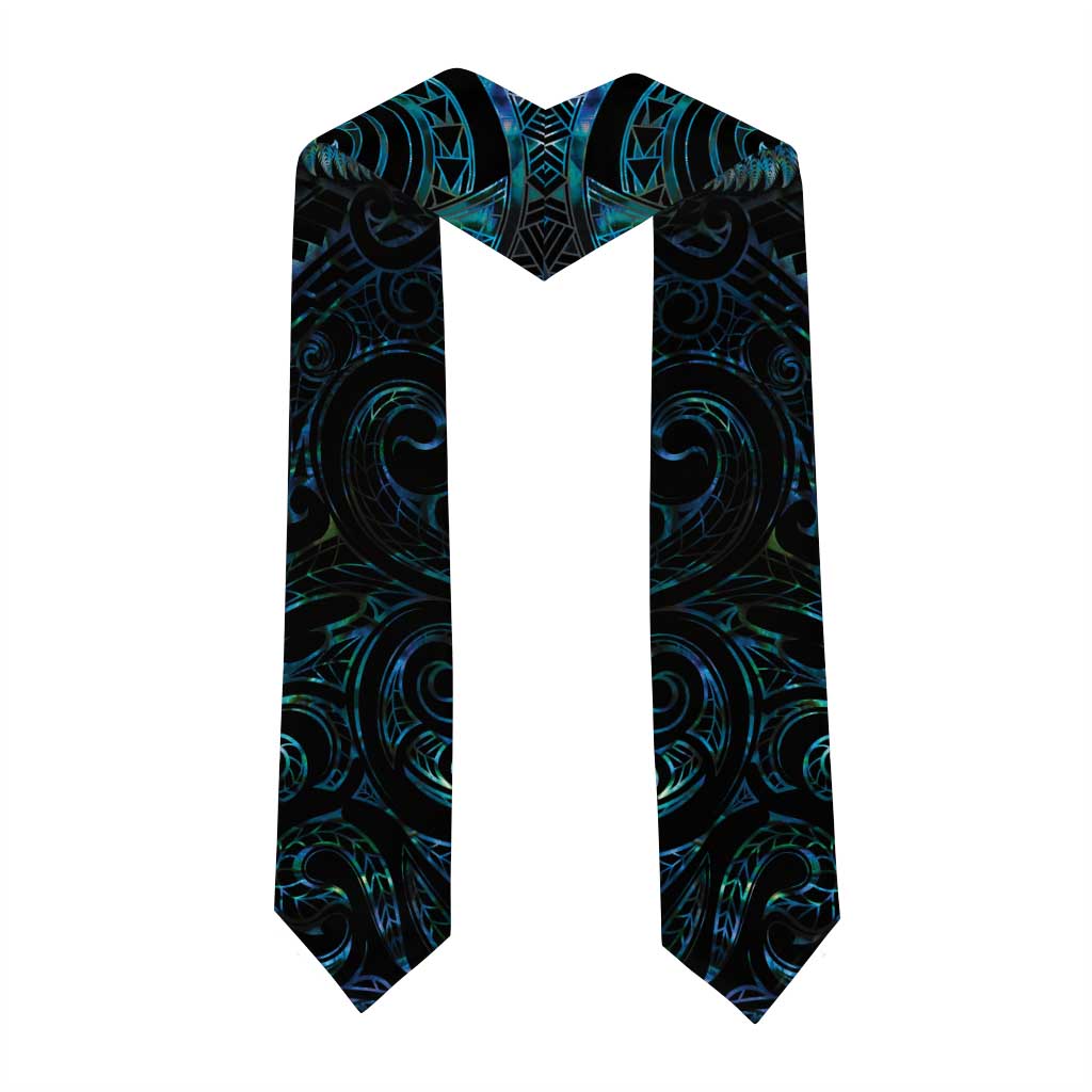 New Zealand Aotearoa Graduation Stole Maori Wheku Paua Shell Glitter Turquoise