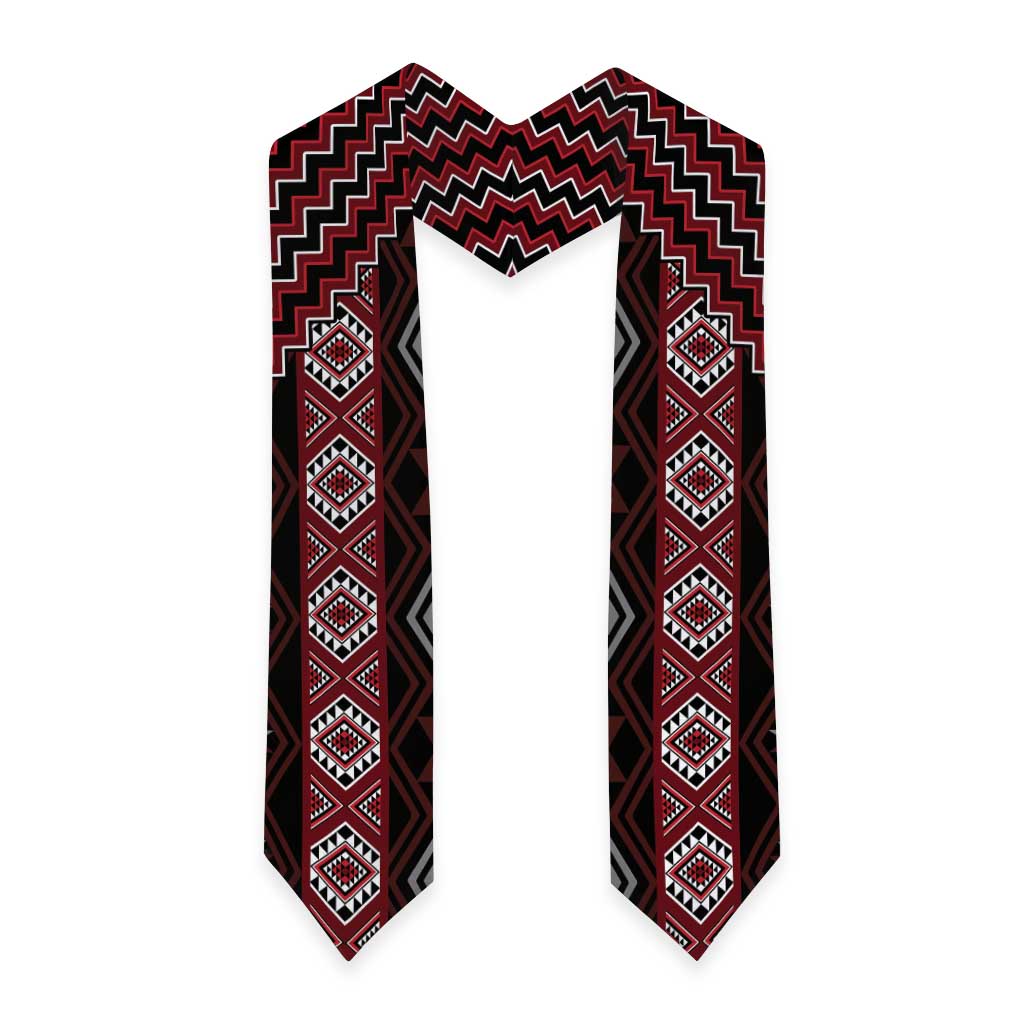New Zealand Aotearoa Graduation Stole Red Poutama With Taniko Pattern