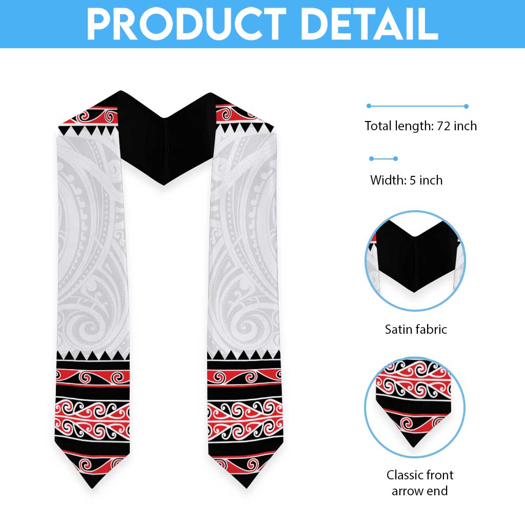 New Zealand Aotearoa Graduation Stole With Kowhaiwhai Pattern Red Version