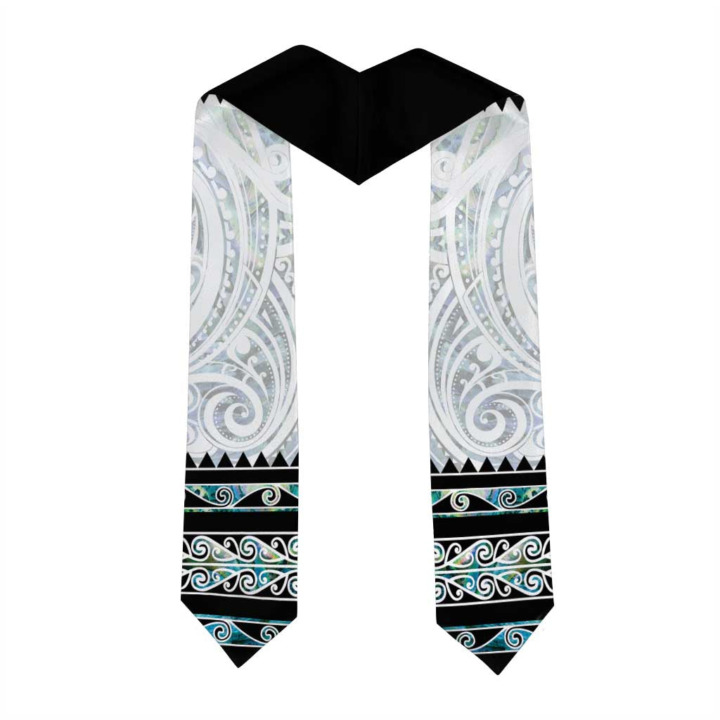 New Zealand Aotearoa Graduation Stole With Paua Shell Kowhaiwhai Pattern