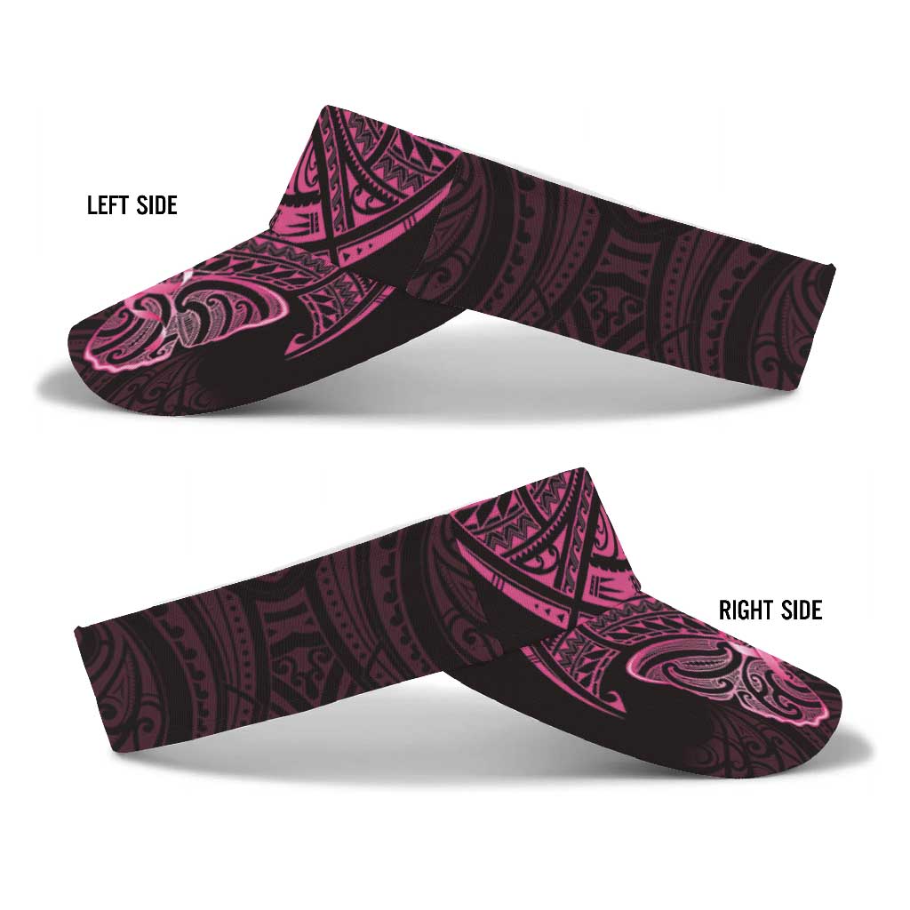New Zealand Breast Cancer Awareness Sun Visor Cap Maori Butterfly Pink Ribbon Black Version LT14 - Polynesian Pride