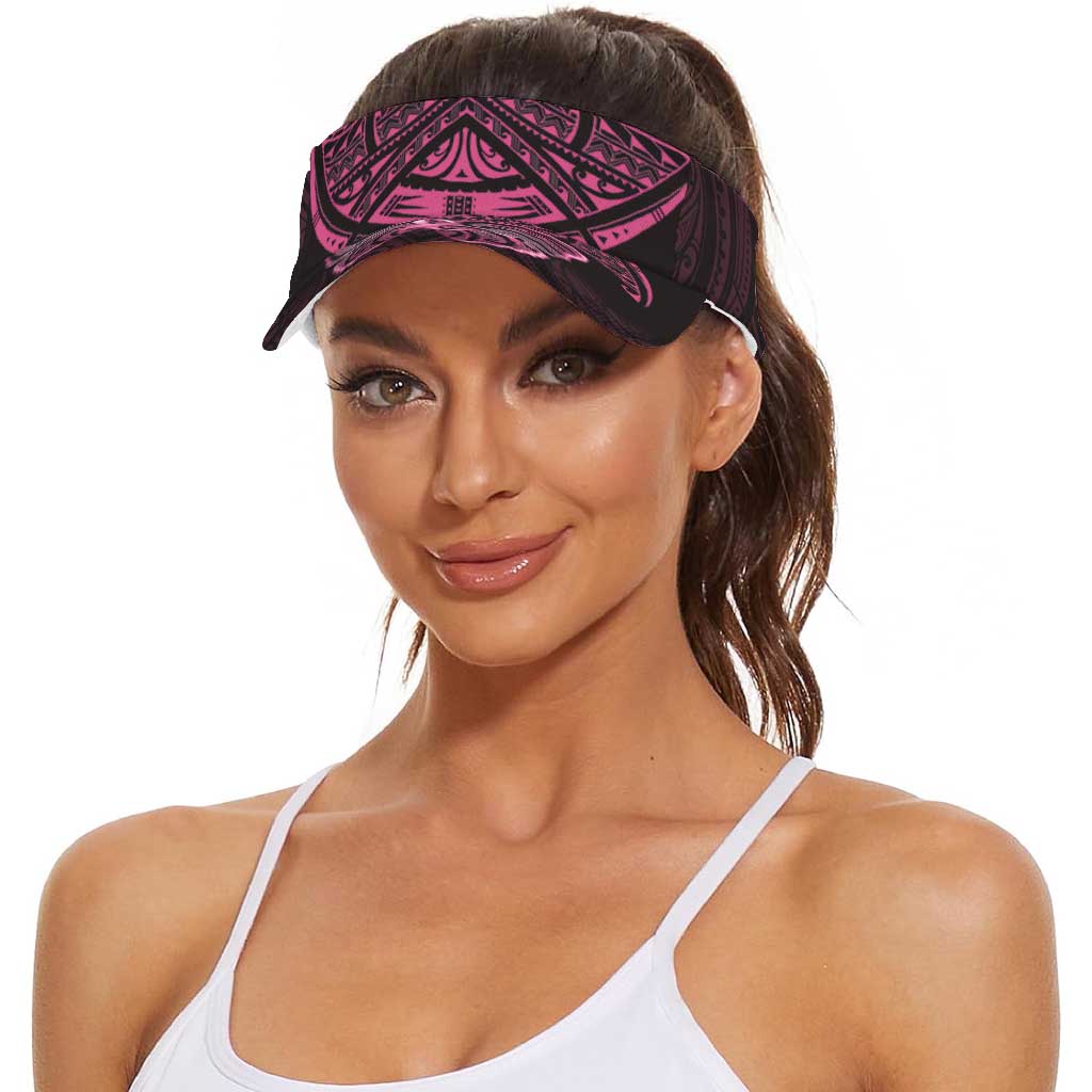 New Zealand Breast Cancer Awareness Sun Visor Cap Maori Butterfly Pink Ribbon Black Version LT14 - Polynesian Pride