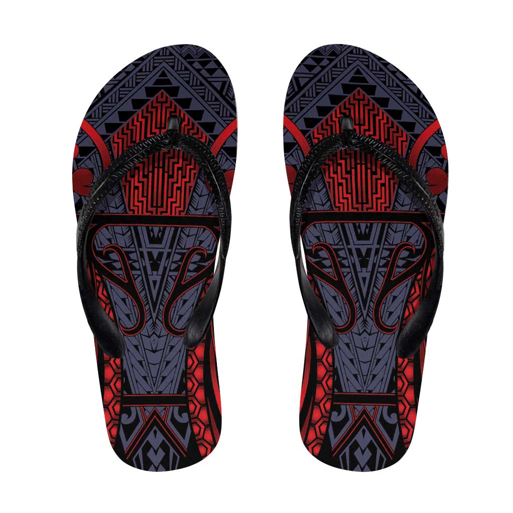 New Zealand Flip Flops Maori Kiwiana Pattern Tukutuku Motif
