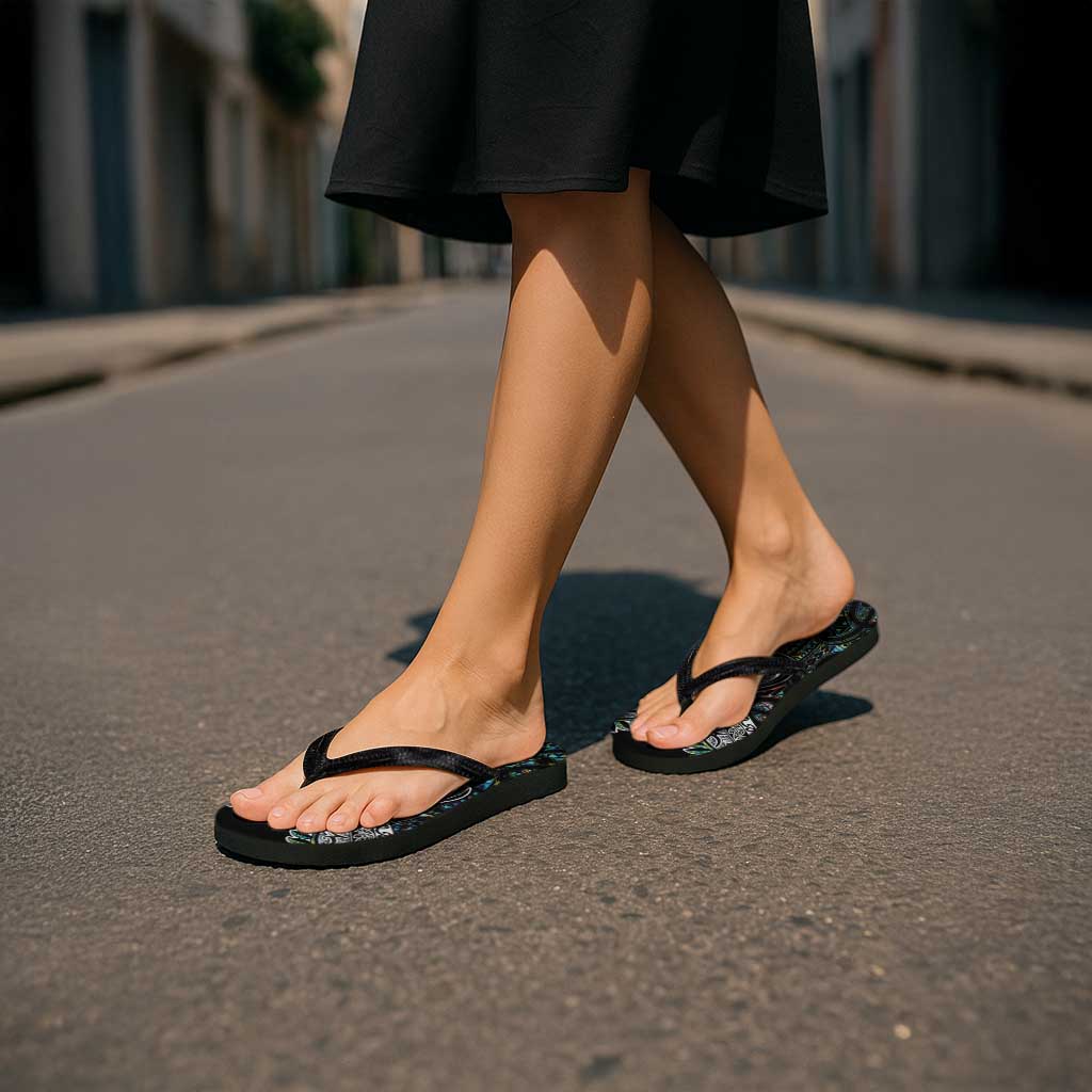 New Zealand Flip Flops Maori Rugby Tattoo Papua Shell - Polynesian Pride