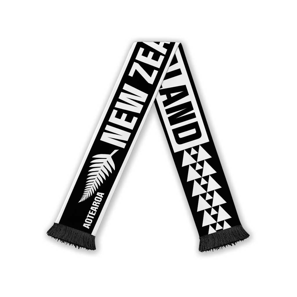 New Zealand Football White Fern Supporter Soccer Scarf LT9 Black Fringe One Size Black - Polynesian Pride