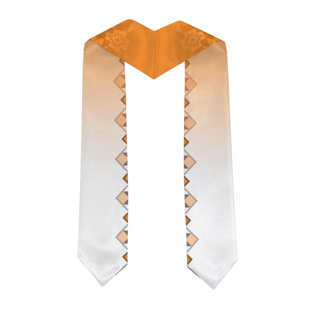 New Zealand Graduation Stole Poutama Mix Orange Taniko Inspired Art