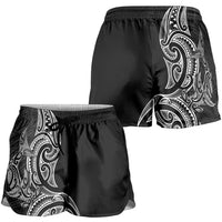 New Zealand Hammerhead Shark Shorts for Women Maori Haehae Mangopare Black LT14 - Polynesian Pride