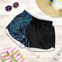 New Zealand Hammerhead Shark Shorts for Women Maori Haehae Mangopare Galaxy LT14 Blue - Polynesian Pride