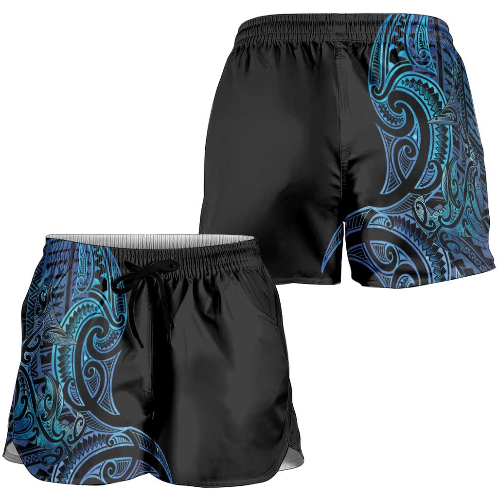 New Zealand Hammerhead Shark Shorts for Women Maori Haehae Mangopare Galaxy LT14 - Polynesian Pride