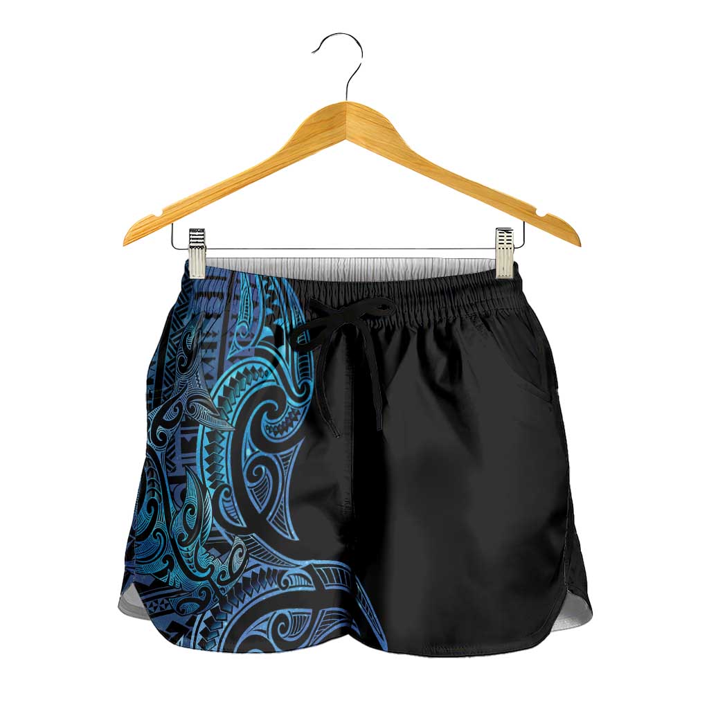 New Zealand Hammerhead Shark Shorts for Women Maori Haehae Mangopare Galaxy LT14 - Polynesian Pride