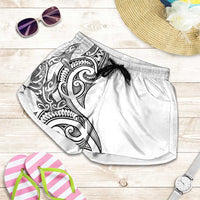New Zealand Hammerhead Shark Shorts for Women Maori Haehae Mangopare White LT14 White - Polynesian Pride