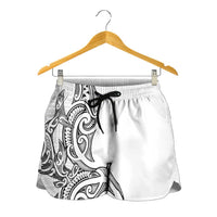 New Zealand Hammerhead Shark Shorts for Women Maori Haehae Mangopare White LT14 - Polynesian Pride