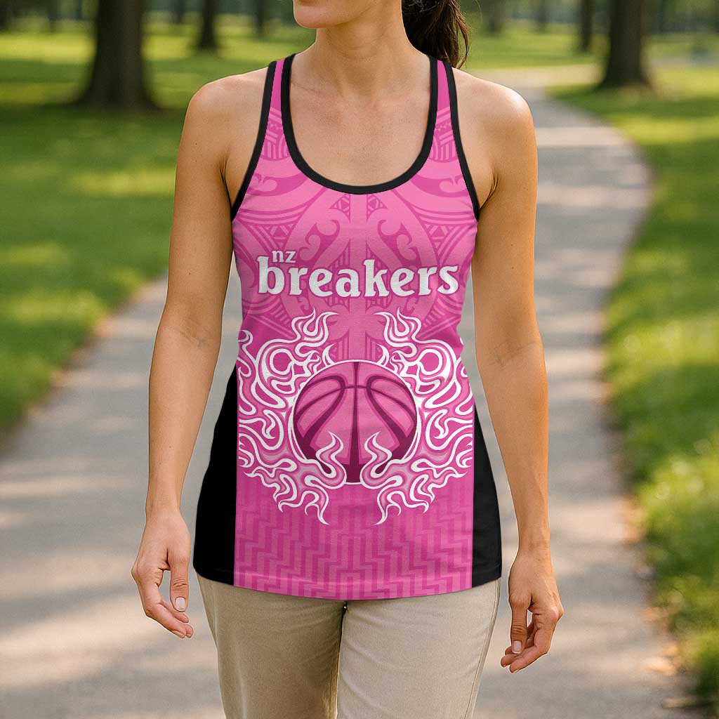 New Zealand Hollow Tank Top Fire Basketball Maori Tribal Pink LT9 - Polynesian Pride