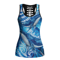 New Zealand Humpback Whale Matariki Hollow Tank Top Maori New Year Taniko Niho Taniwha LT14 Female Blue - Polynesian Pride