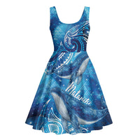 New Zealand Humpback Whale Matariki Midi Dress Maori New Year Taniko Niho Taniwha LT14 - Polynesian Pride