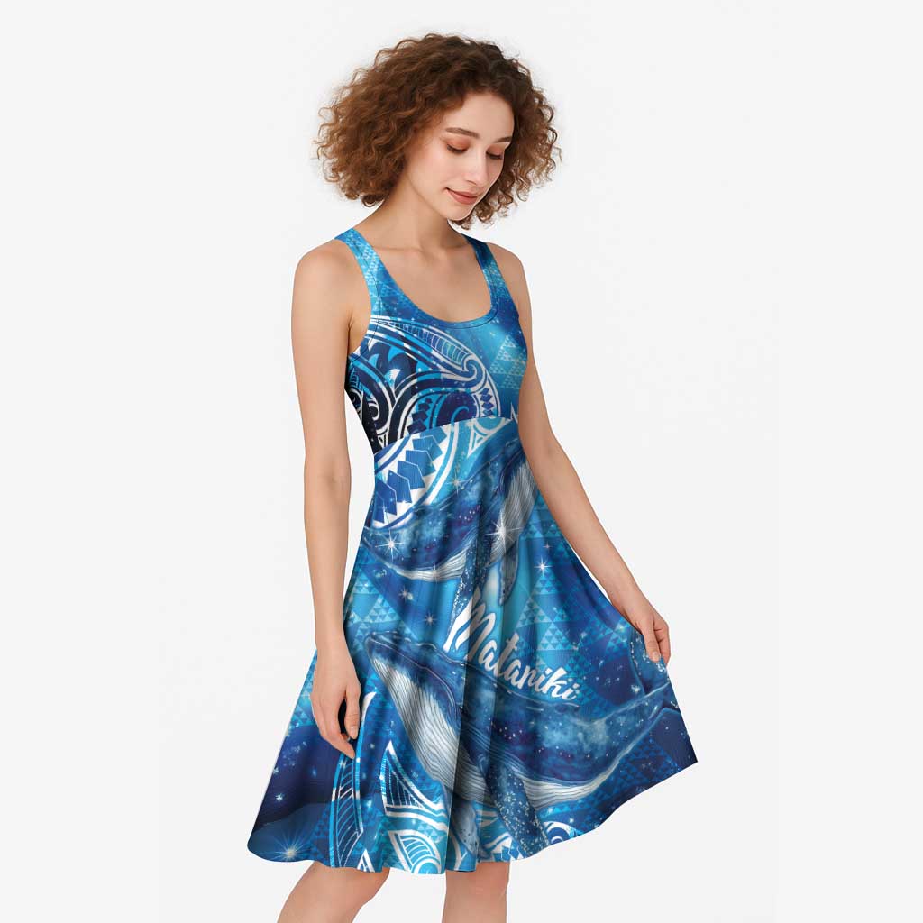 New Zealand Humpback Whale Matariki Midi Dress Maori New Year Taniko Niho Taniwha LT14 - Polynesian Pride
