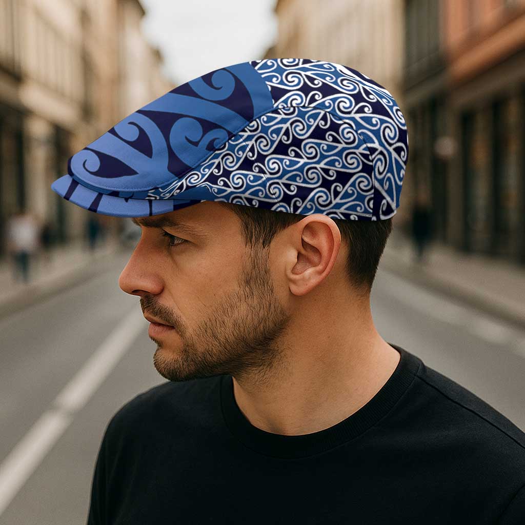 New Zealand Jeff Hat Aotearoa Kowhaiwhai Mix Taniko Art - Blue