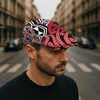 New Zealand Jeff Hat Aotearoa Kowhaiwhai Mix Taniko Art - Red