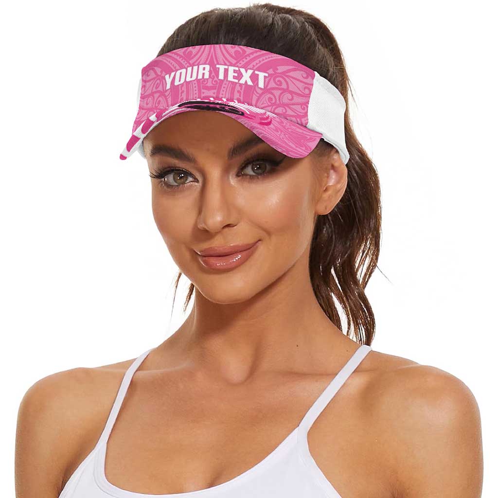 New Zealand Lawn Bowls Breast Cancer Personalised Sun Visor Cap Aotearoa Maori Silver Fern Pink Ribbon LT14 - Polynesian Pride
