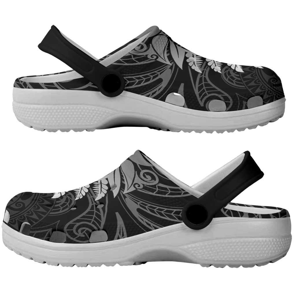 New Zealand Maori Koru Fern Clogs Shoes Spiral Polynesian Style Gray - Polynesian Pride