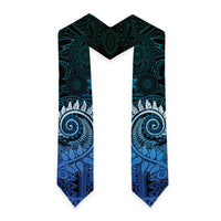 New Zealand Maori Koru Fern Graduation Stole Spiral Polynesian Style Aqua Gradient