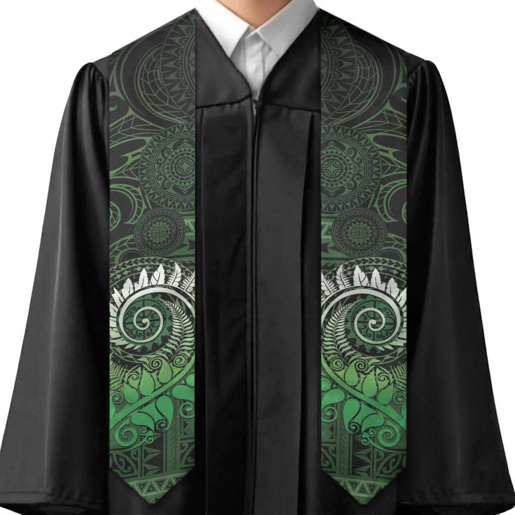 New Zealand Maori Koru Fern Graduation Stole Spiral Polynesian Style Green LT05 - Polynesian Pride