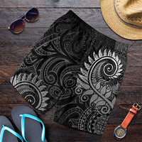 New Zealand Maori Koru Fern Shorts for Men Spiral Polynesian Style Gray LT05 Gray - Polynesian Pride