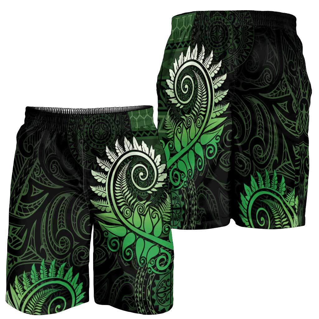 New Zealand Maori Koru Fern Shorts for Men Spiral Polynesian Style Green LT05 - Polynesian Pride