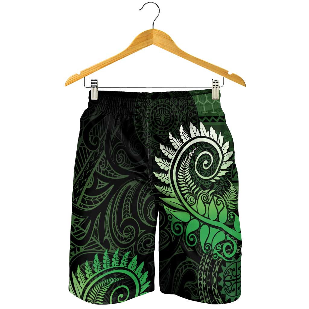 New Zealand Maori Koru Fern Shorts for Men Spiral Polynesian Style Green LT05 - Polynesian Pride