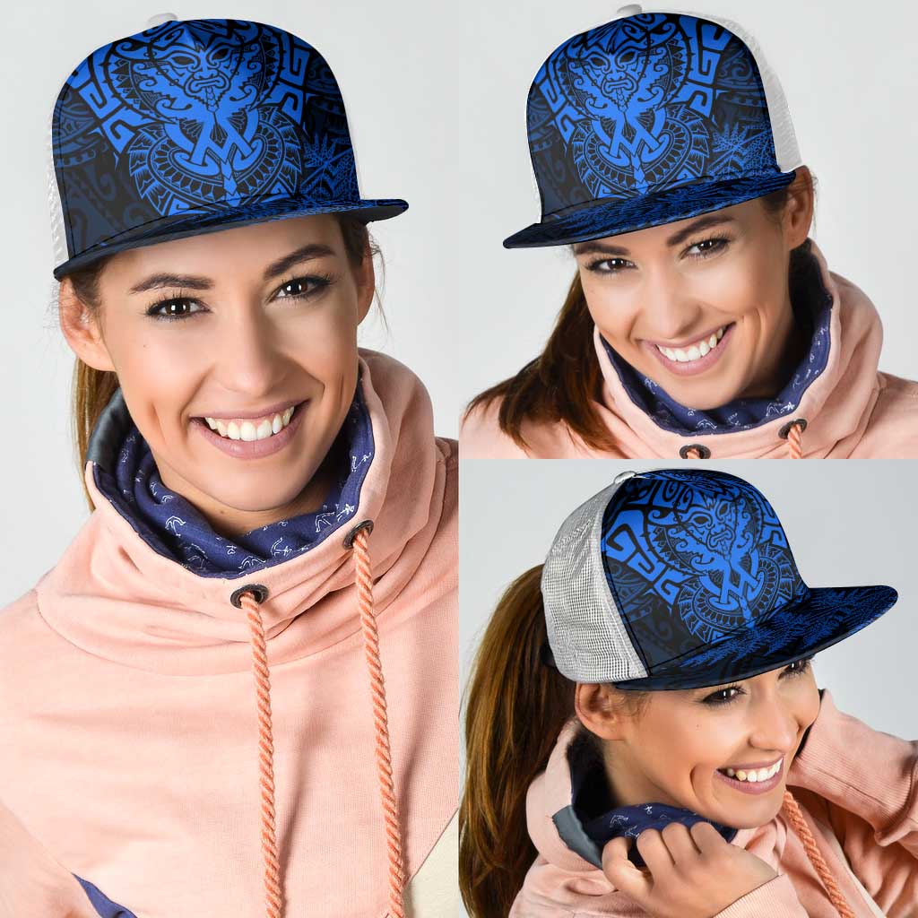 New Zealand Rugby All Blue Mesh Trucker Cap Silver Fern All Black Mix Ta Moko - Polynesian Pride