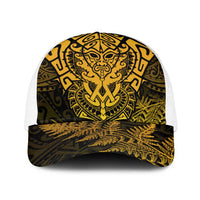 New Zealand Rugby All Gold Baseball Net Cap Silver Fern All Black Mix Ta Moko LT9 One Size White Gold - Polynesian Pride
