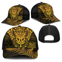 New Zealand Rugby All Gold Baseball Net Cap Silver Fern All Black Mix Ta Moko LT9 - Polynesian Pride