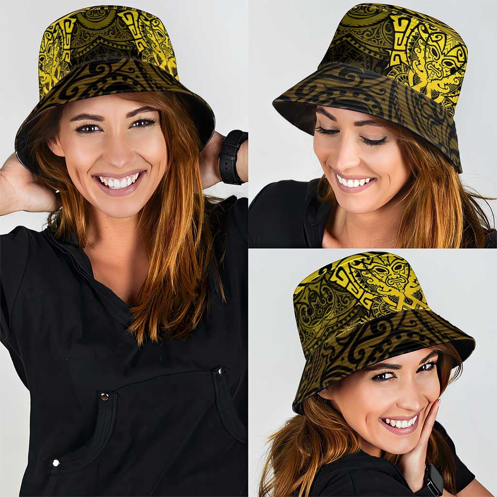 New Zealand Rugby All Gold Bucket Hat Silver Fern All Black Mix Ta Moko LT9 - Polynesian Pride