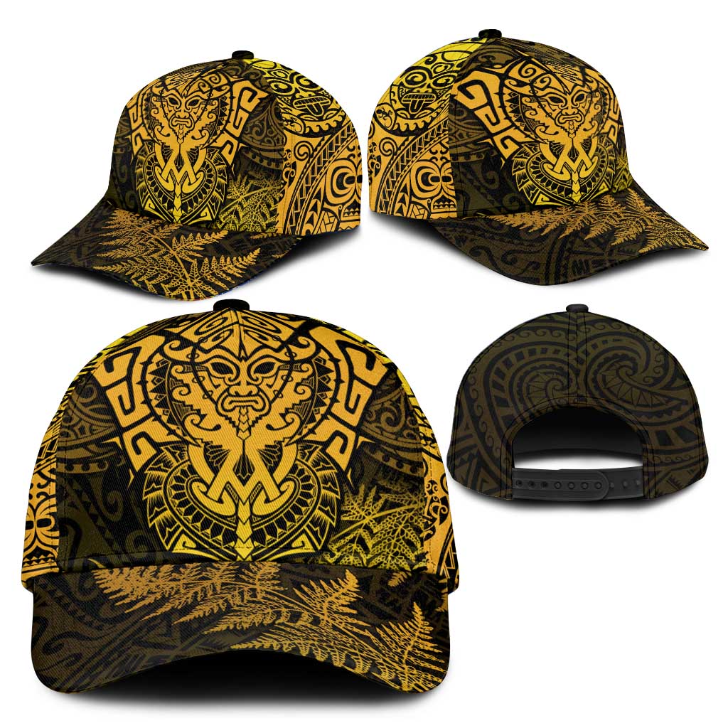 New Zealand Rugby All Gold Classic Cap Silver Fern All Black Mix Ta Moko LT9 - Polynesian Pride