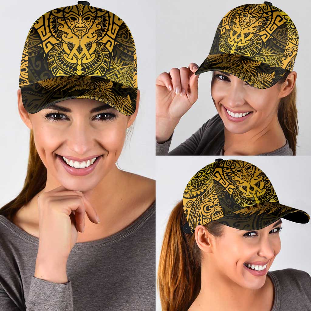New Zealand Rugby All Gold Classic Cap Silver Fern All Black Mix Ta Moko LT9 - Polynesian Pride