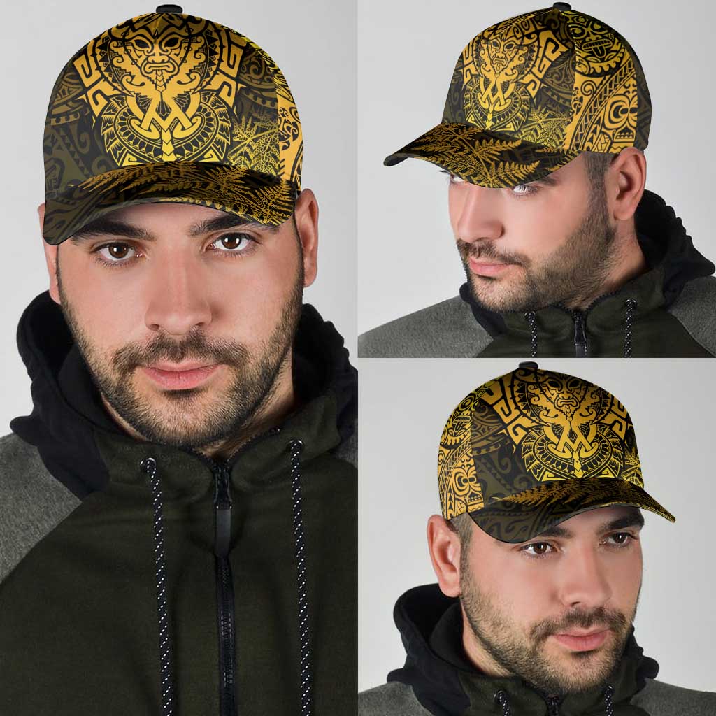 New Zealand Rugby All Gold Classic Cap Silver Fern All Black Mix Ta Moko LT9 - Polynesian Pride
