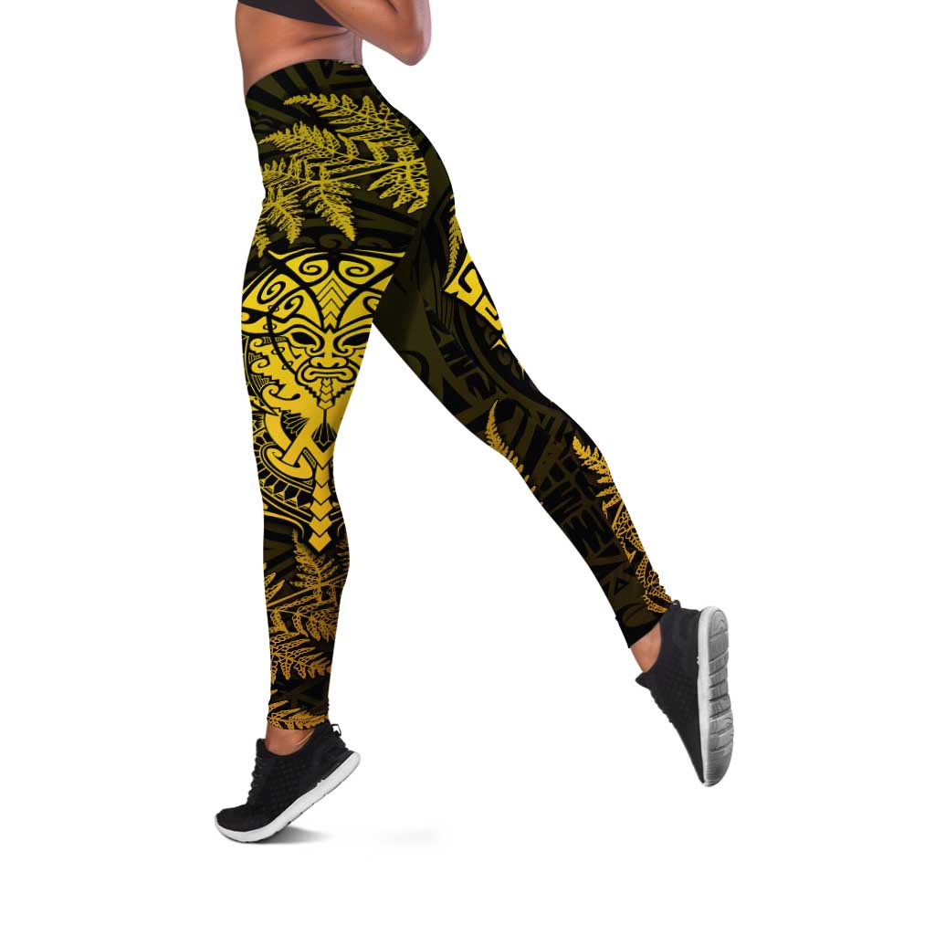 New Zealand Rugby All Gold Leggings Silver Fern All Black Mix Ta Moko LT09