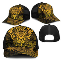 New Zealand Rugby All Gold Mesh Trucker Cap Silver Fern All Black Mix Ta Moko LT9 - Polynesian Pride