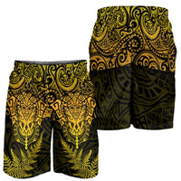 New Zealand Rugby All Gold Shorts for Men Silver Fern All Black Mix Ta Moko LT9 - Polynesian Pride