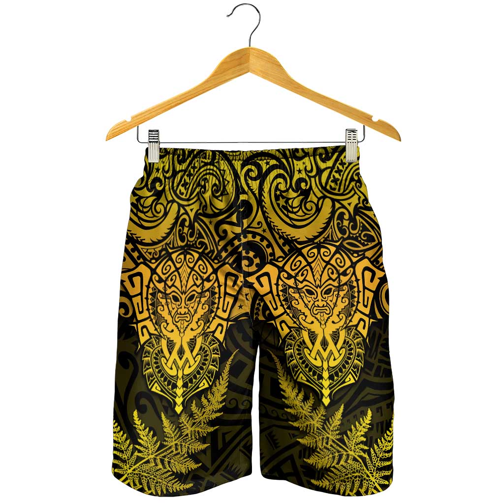 New Zealand Rugby All Gold Shorts for Men Silver Fern All Black Mix Ta Moko LT9 - Polynesian Pride