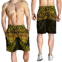 New Zealand Rugby All Gold Shorts for Men Silver Fern All Black Mix Ta Moko LT9 - Polynesian Pride
