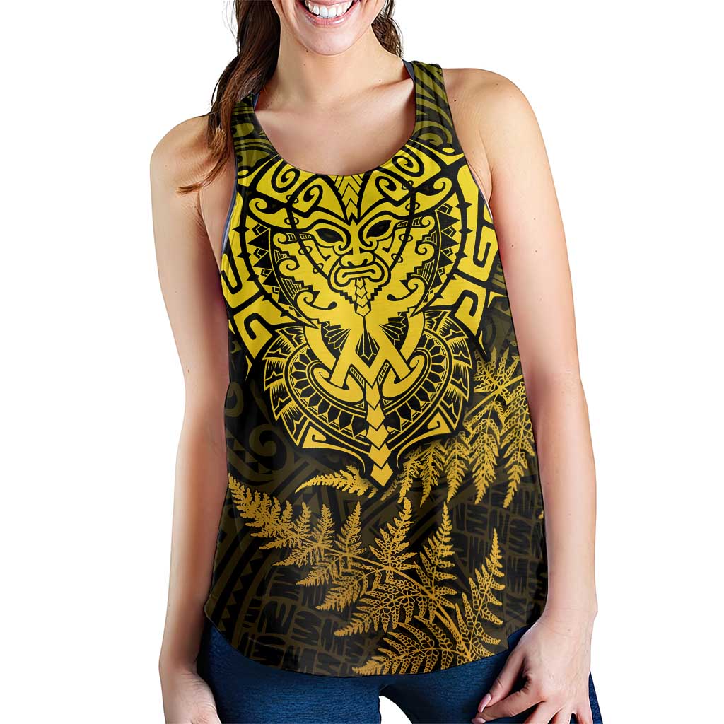New Zealand Rugby All Gold Women Racerback Tank Silver Fern All Black Mix Ta Moko LT9 - Polynesian Pride