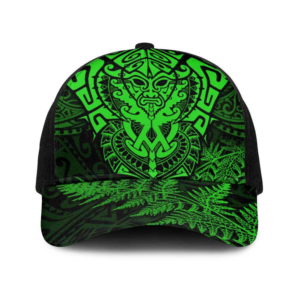 New Zealand Rugby All Green Baseball Net Cap Silver Fern All Black Mix Ta Moko - Polynesian Pride