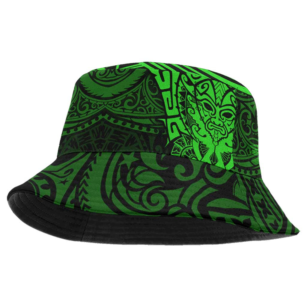 New Zealand Rugby All Green Bucket Hat Silver Fern All Black Mix Ta Moko LT9 One Size Green - Polynesian Pride