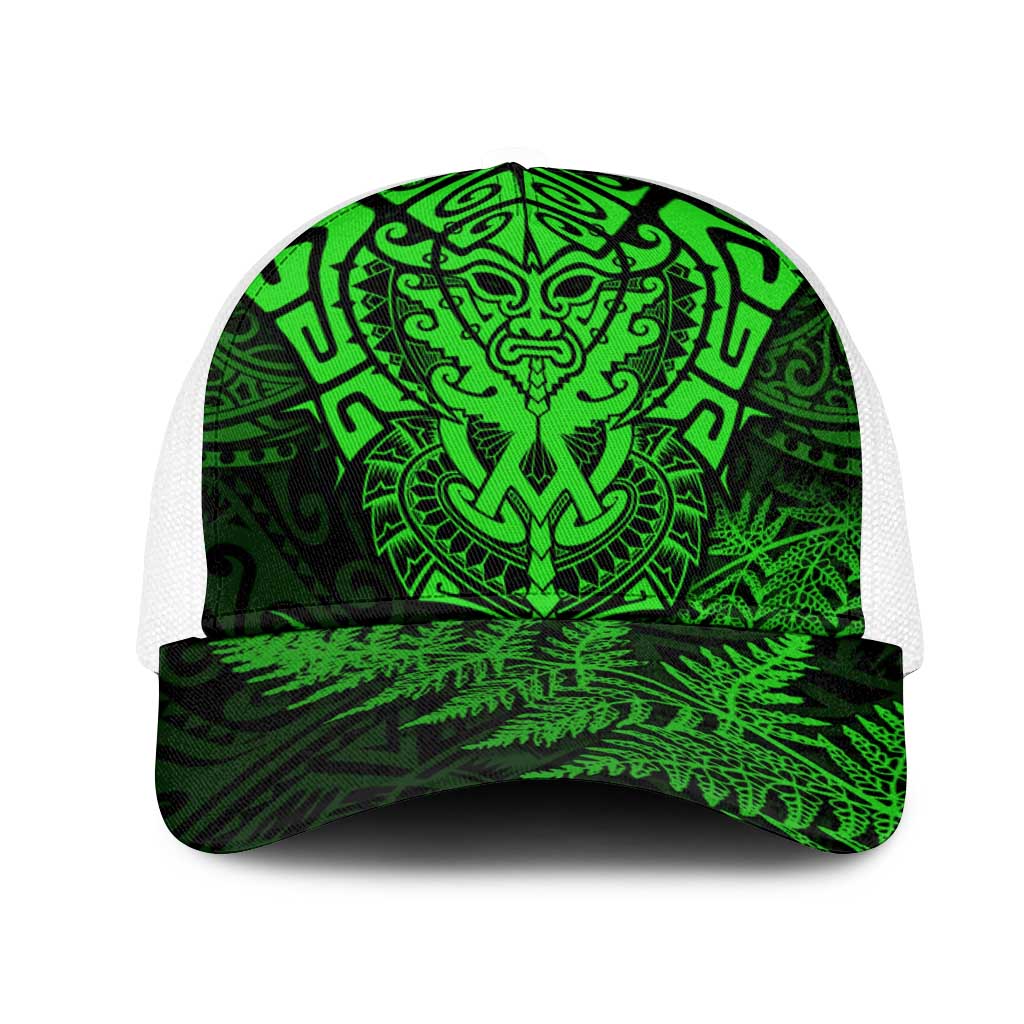 New Zealand Rugby All Green Mesh Trucker Cap Silver Fern All Black Mix Ta Moko - Polynesian Pride