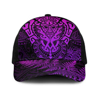 New Zealand Rugby All Purple Baseball Net Cap Silver Fern All Black Mix Ta Moko LT9 One Size Black Purple - Polynesian Pride