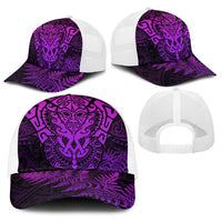 New Zealand Rugby All Purple Baseball Net Cap Silver Fern All Black Mix Ta Moko LT9 - Polynesian Pride