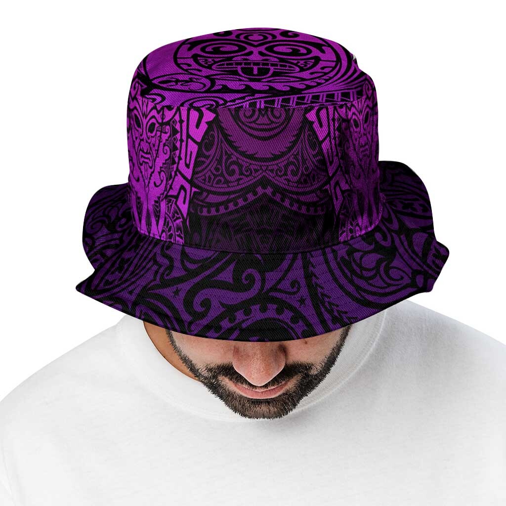 New Zealand Rugby All Purple Bucket Hat Silver Fern All Black Mix Ta Moko LT9 - Polynesian Pride